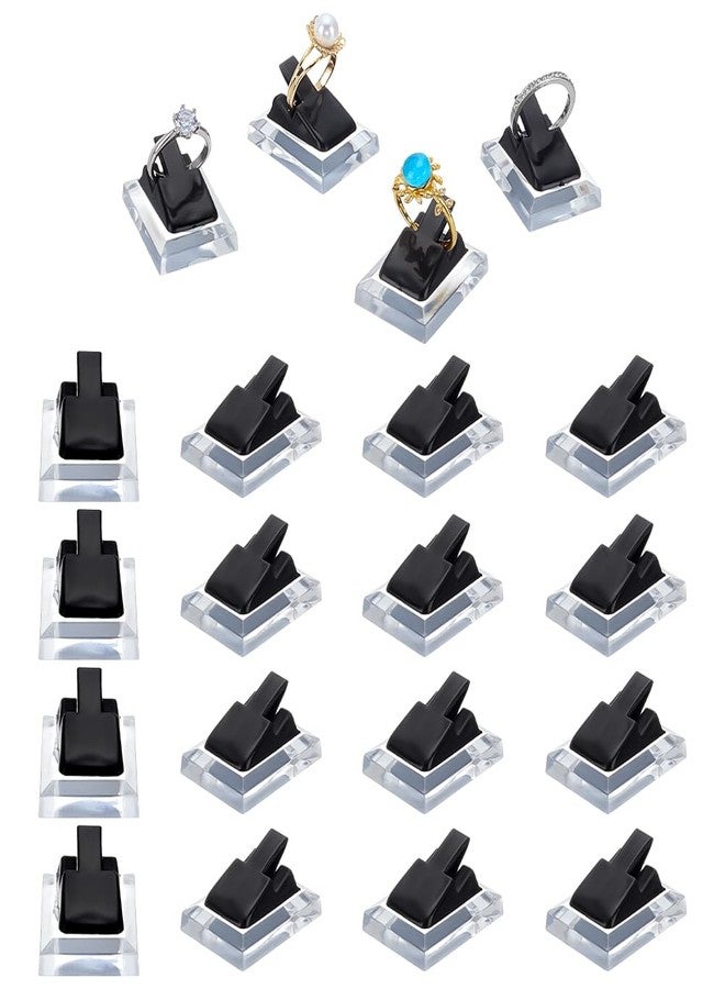 AHANDMAKER 20pcs Black Ring Display Holder Plastic Ring Display Clip Acrylic Ring Showcase Single Finger Ring Support for Engagement Wedding Home Ring Selling Jewelry Storage Organizer - Image 1