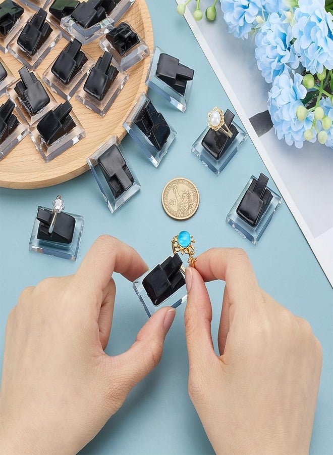 AHANDMAKER 20pcs Black Ring Display Holder Plastic Ring Display Clip Acrylic Ring Showcase Single Finger Ring Support for Engagement Wedding Home Ring Selling Jewelry Storage Organizer - Image 3