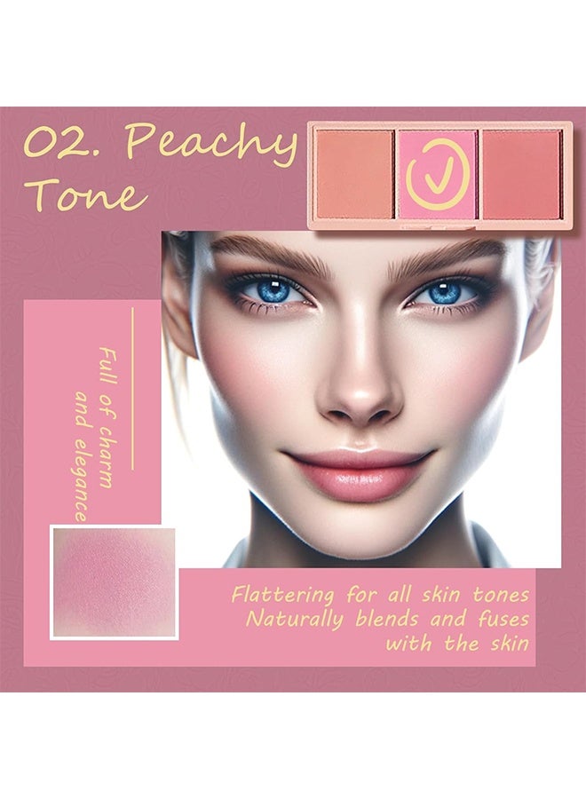 PIPLYKI Dream Girl Three Color Blush Tray,3 Color Matte Pink Blush Palette with Brush, Long Lasting Cheek Makeup, Smooth and Light Blush Powder for Face Beauty-#01 - Image 4