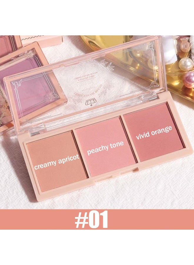 PIPLYKI Dream Girl Three Color Blush Tray,3 Color Matte Pink Blush Palette with Brush, Long Lasting Cheek Makeup, Smooth and Light Blush Powder for Face Beauty-#01 - Image 2
