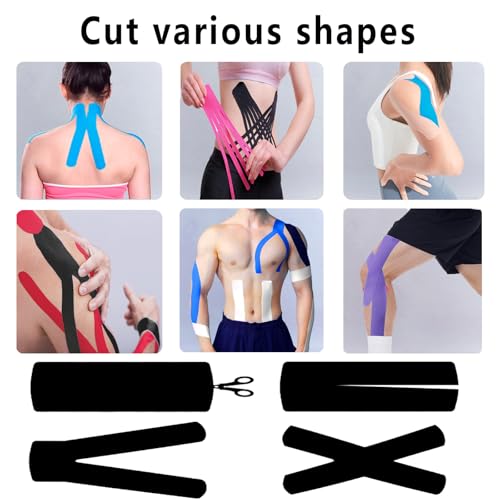 SOON GO Kinesiology Tape Pro 1/2/5 Rolls, 2 Inch High Elasticity Sports Tape Therapeutic Pain Relief–Physio Tape for Muscle Recovery & Joint Support, Waterproof & Hypoallergenic & Breathable–Black - Image 3