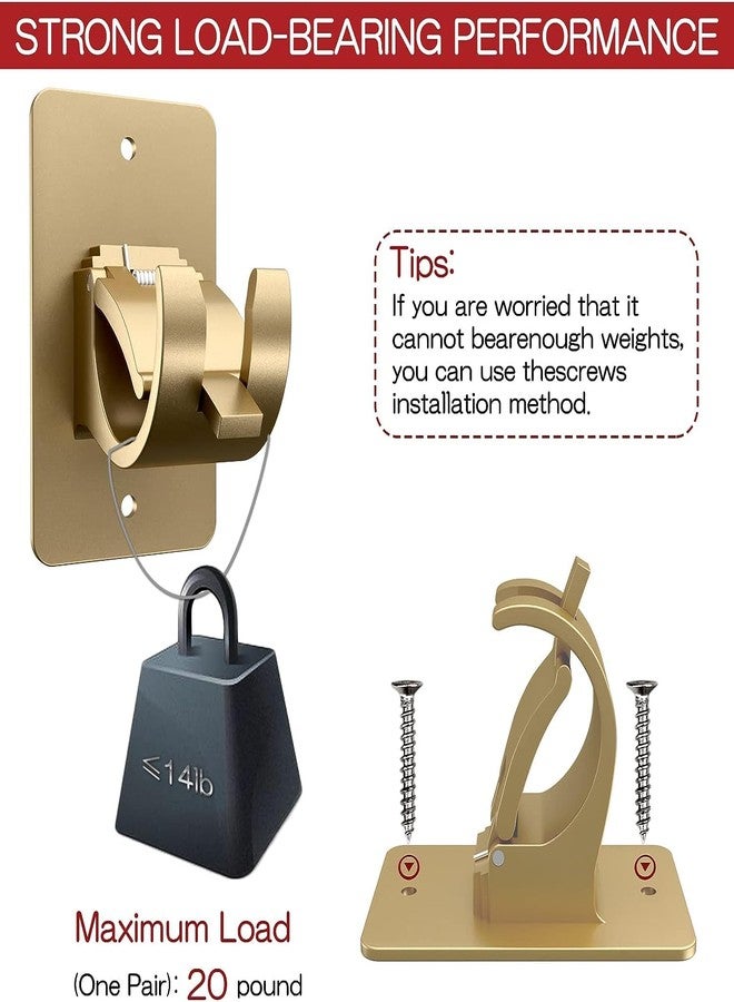 Wabboreq 2 Pieces Self Adhesive Curtain Rod Bracket, Universal Plastic Curtain Rod Holders, No Drill Curtain Rod Brackets Curtain Rod Hooks for Bathroom, Bedroom, Livingroom, Kitchen (Gold) - Image 3