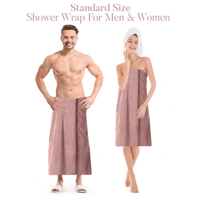 DAN RIVER Premium Cotton Terry Shower Wrap for Women, Ultra Soft Bath Robe After Shower with Pockets,Pack of 1 - Dusty Rose - Image 3
