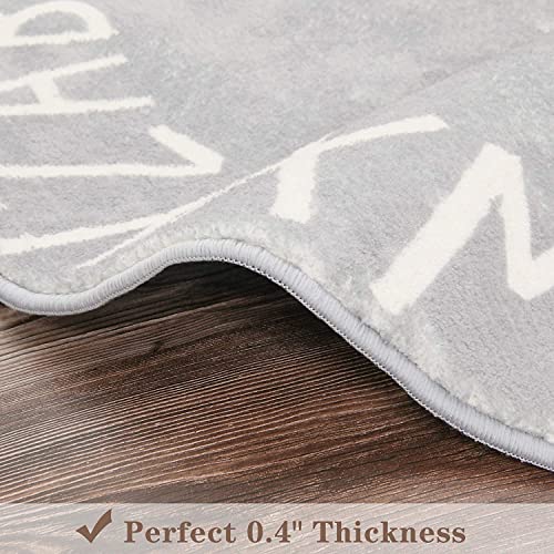 Topotdor Round Kids Play Rug Alphabet Nursery Area Rug Extra Large Soft Crawling Play Mat for Children Toddlers Bedroom (47 inch, Grey) - Image 2