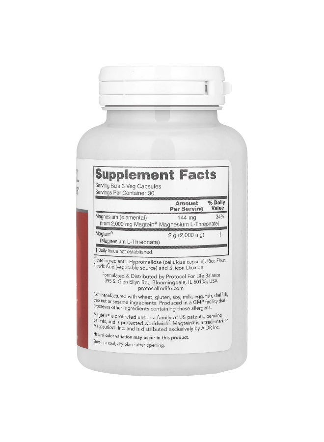 Protocol for Life Balance, Magtein®, Magnesium L-Threonate, 90 Veg Capsules