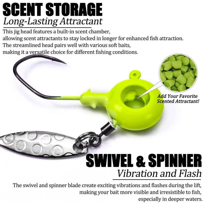 VMSIXVM Crappie Lures Underspin Jigs Heads Worms Baits Kit, 110, 80 Pcs Crappie Fishing Jig Heads Soft Plastic Grub Swimbait for Panfish Bluegill Bass Trout Freshwater Saltwater - Image 3