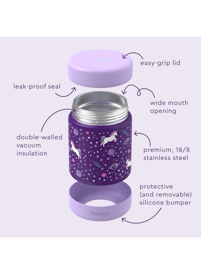 Bentgo Kids Stainless Steel Food Jar - 11oz Leak-Proof Double Insulated Hot or Cold Food Container with Removable Silicone Bumper, Dishwasher Safe, Easy Open Lid, Ages 3+ (Unicorn) - Image 4