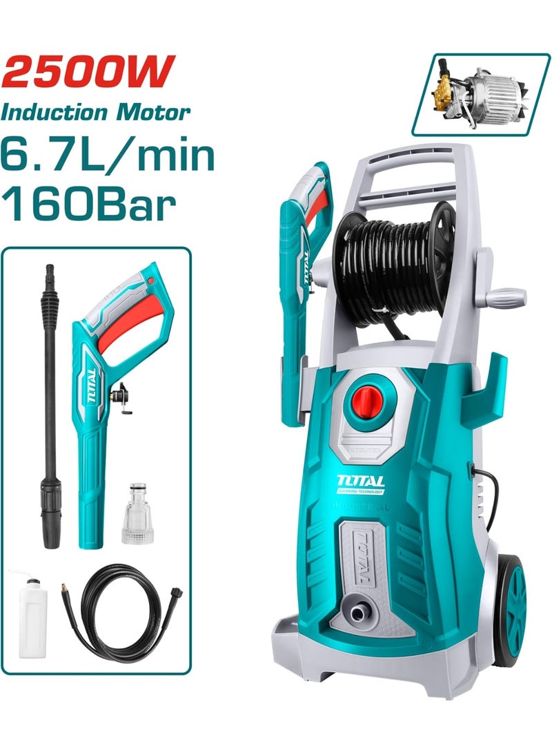 توتال غسالة ضغط عالية، طاقة الإدخال 2500 وات، الجهد 220-240 فولت ~ 50 هرتز، محرك تحريض من الأسلاك النحاسية، أقصى ضغط 160 بار (2300 رطل لكل بوصة مربعة)، معدل التدفق 6.0 لتر، نظام إيقاف تلقائي في الدقيقة - TGT11246 - Image 3