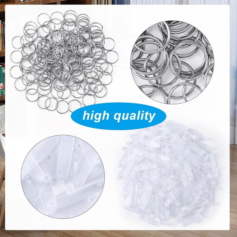 OIIKI 100 Sets Keychain Rings for Crafts Round Split Key Rings Metal Keychain Connector with Clear Plastic Snap Tabs Blanks Key Rings Jump Rings for DIY Crafts Jewelry Making Bulk - Image 3