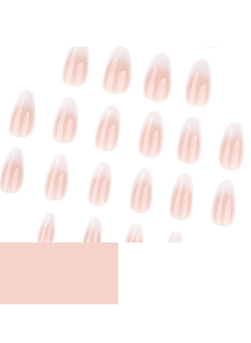 JOSQUEWNN Medium Almond Press On Nails, Nude Pink White Ombre False Nails, Glossy Baby Boomer French Fade Artificial Nail Tips, Full Cover Reusable Fake Nails For Women And Girls, Natural Elegant DIY Manicure Nail Art Set. - Image 2