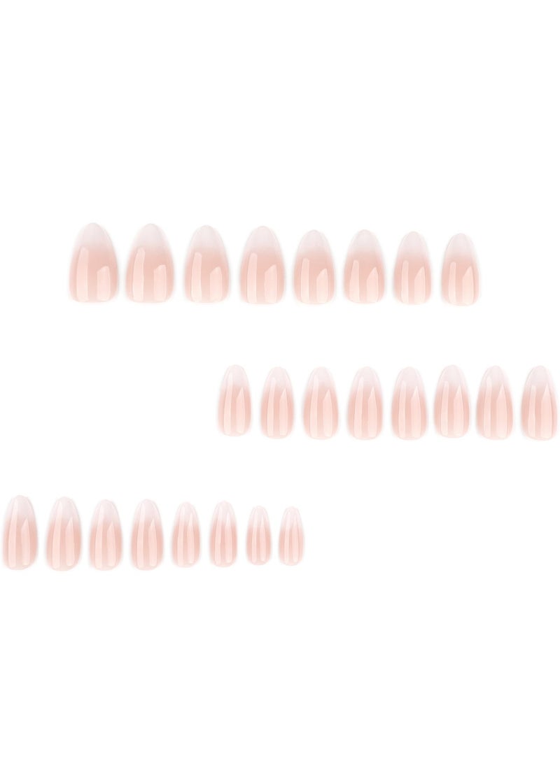 JOSQUEWNN Medium Almond Press On Nails, Nude Pink White Ombre False Nails, Glossy Baby Boomer French Fade Artificial Nail Tips, Full Cover Reusable Fake Nails For Women And Girls, Natural Elegant DIY Manicure Nail Art Set. - Image 5
