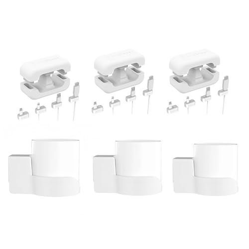 Bangcheer Wall Mount for Deco X10 X15 X20 X50 X55 X60 WiFi 6 Router Bracket with Silicone Cable Organizer Sturdy Space Saving Mesh System Holder,White,3Pack - Image 1