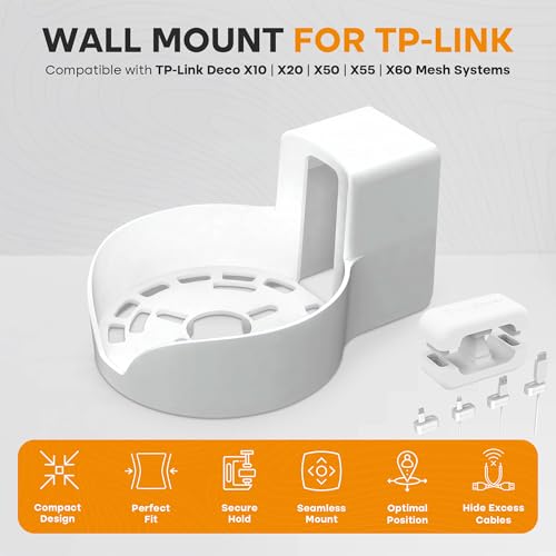 Bangcheer Wall Mount for Deco X10 X15 X20 X50 X55 X60 WiFi 6 Router Bracket with Silicone Cable Organizer Sturdy Space Saving Mesh System Holder,White,3Pack - Image 2