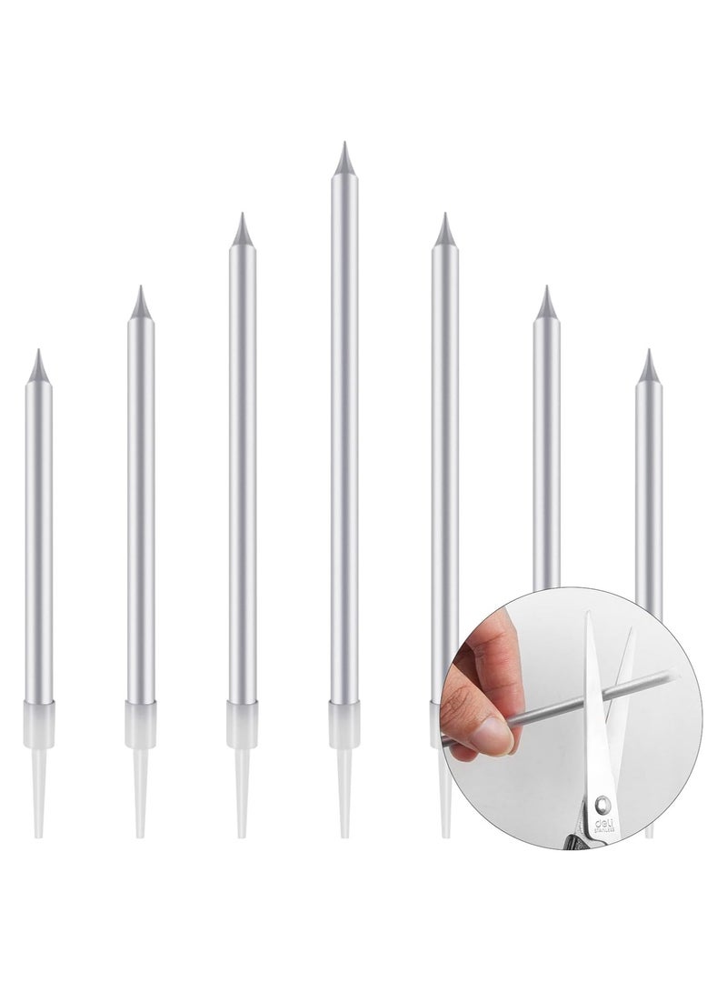 HOME ZONE 6 Pieces Birthday Cake Candles Silver Colour 12cm Tall Pencil Candles for Birthday Wedding Baby Shower Party Decoration - Image 2