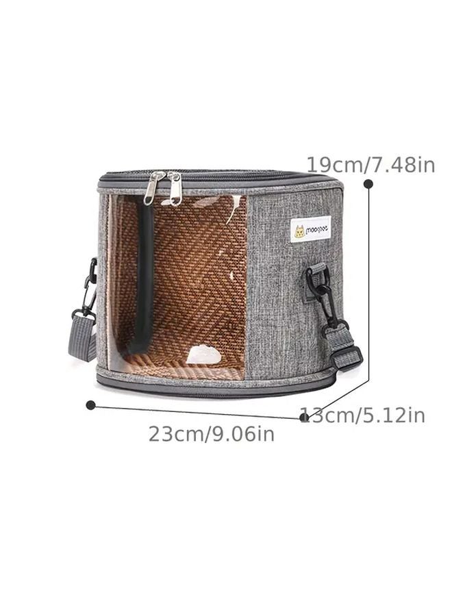 حقيبة نقل حيوانات أليفة محمولة كبيرة رمادية اللون قابلة للتنفس للهامستر والوزغ والقطط - Image 1