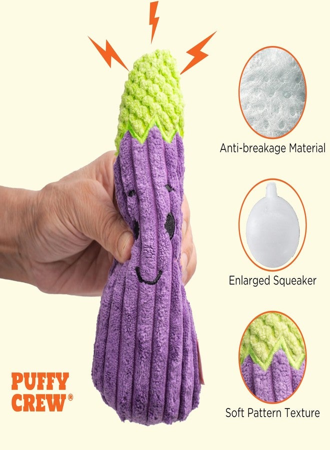 Puffy Crew Squeaky Dog Plush Toy, Bite_Stick Collection, 8'', for Small and Medium Dogs (Eggplant) - Image 2