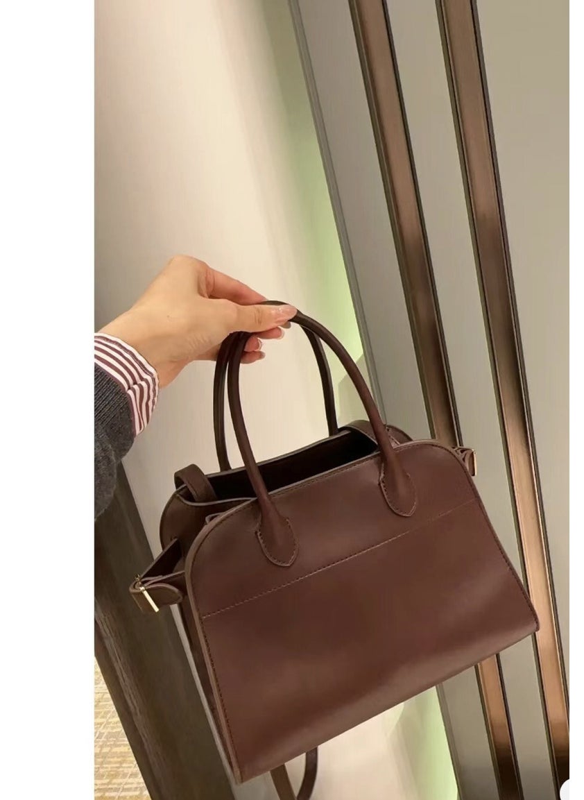 Generic - The Row classic Margaux10 tote bag portable shoulder crossbody cowhide handbag tote simple Brown Plain Small 10 - Image 1