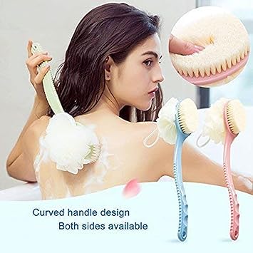 Cannaa 2 IN 1 Back Body Bath Brush with Bristles and Loofah Back Scrubber with Curved Long Handled for Skin Exfoliating Bath, Massage Bristles Suitable for Wet or Dry, Men and Women(Multi) (A1) - Image 4
