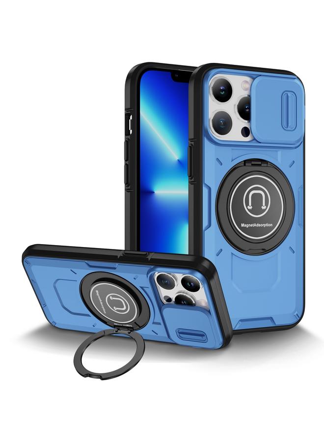 زبون جراب لهاتف iPhone 13 Pro، جراب هاتف هجين من مادة TPU مع حامل مغناطيسي منزلق - Image 1