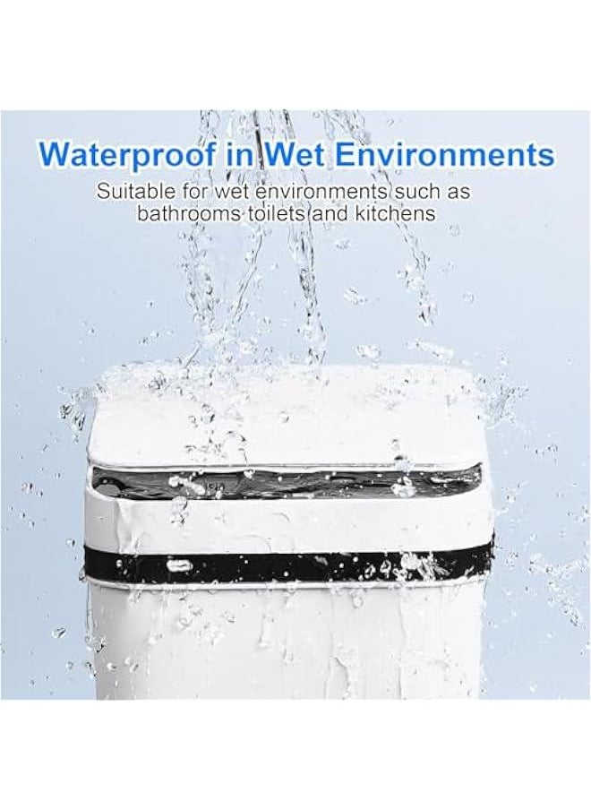 MIXDE - Bathroom Touchless Trash Can 12L Smart Automatic Motion Sensor Rubbish Can with Lid Electric Narrow Small Garbage Bin for Kitchen, Office, Living Room, Toilet, Bedroom (White) - Image 1