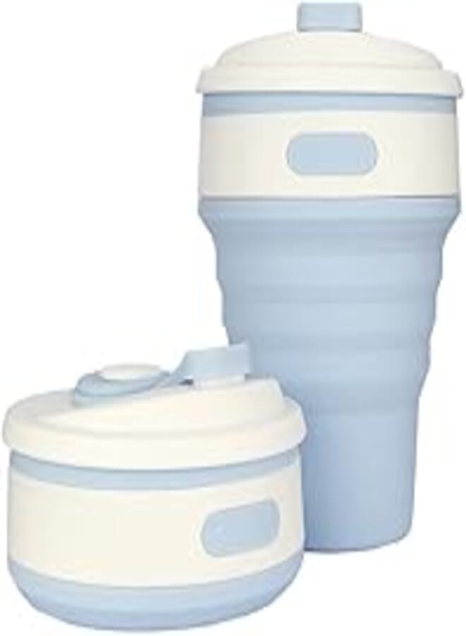 Easy Collapsible Coffee Cup, Silica Gel Compressible Travel Mug Portable Can Be Filled With Boiling Water Compact Cup multicolor (SKY BLUE)