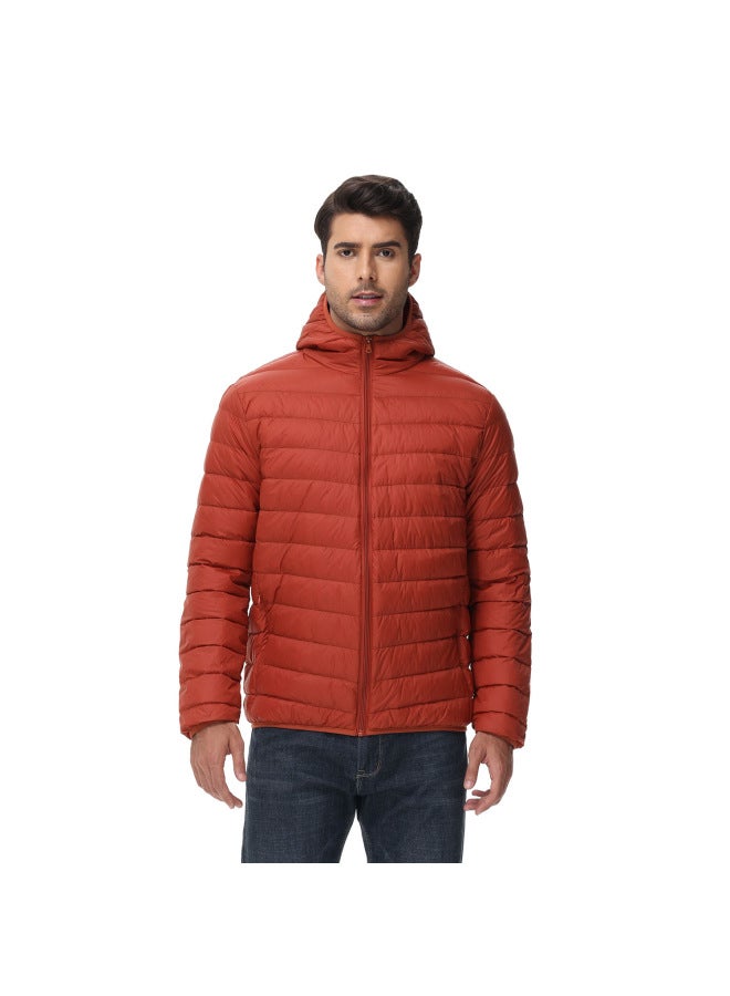 Autumn And Winter Ribbed Down Jacket, Uni, Lightweight Hooded Coat, 80% White Duck Down Warm And Cold-proof Jacket