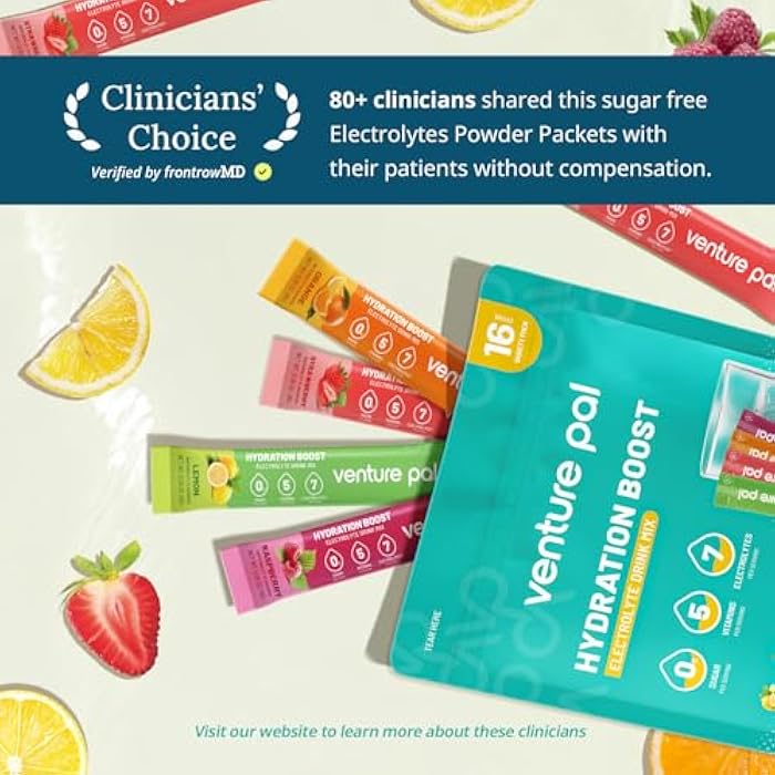 Venture Pal Sugar Free Electrolytes Powder Packets - Liquid Daily IV Hydration Packets | Instantly Hydrating & Party Recovery | 5 Vitamins & 7 Electrolytes | Certified Vegan, Keto, Non-GMO | 16 Sticks - Image 5