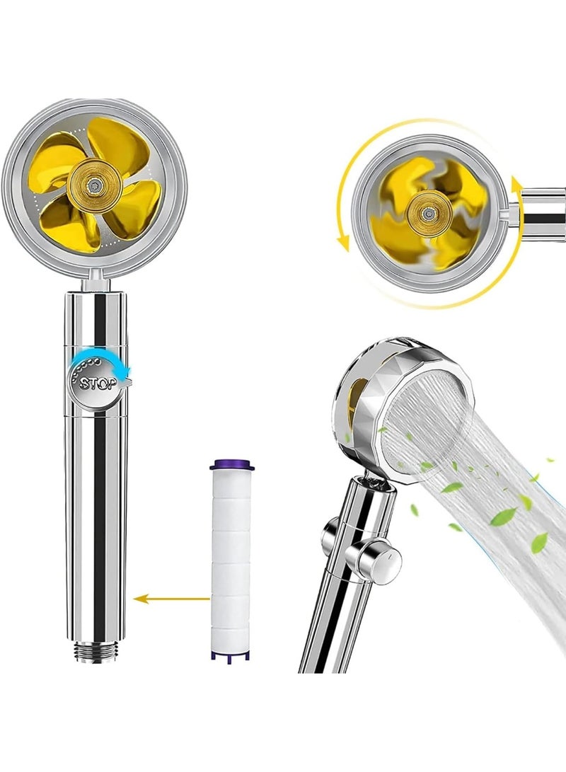 رأس دش توربيني دوار 360 درجة - رأس دش فضي قابل للفصل موفر للمياه | تصميم نفاث مائي عالي الضغط للاستخدام المنزلي والفندقي | رذاذ قابل للتعديل وسهل التركيب - Image 1