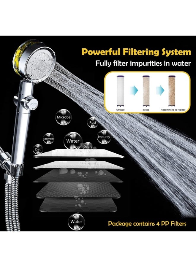 رأس دش توربيني دوار 360 درجة - رأس دش فضي قابل للفصل موفر للمياه | تصميم نفاث مائي عالي الضغط للاستخدام المنزلي والفندقي | رذاذ قابل للتعديل وسهل التركيب - Image 4