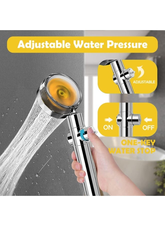 رأس دش توربيني دوار 360 درجة - رأس دش فضي قابل للفصل موفر للمياه | تصميم نفاث مائي عالي الضغط للاستخدام المنزلي والفندقي | رذاذ قابل للتعديل وسهل التركيب - Image 5