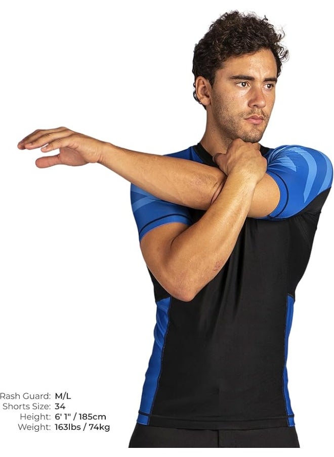 Sanabul  - Essential Short Sleeve Compression Shirt For Men | Mma Wrestling Jiu Jitsu Bjj Base Layer Rash Guard | Workout Men'S Compression Shirt (2X-Large, Blue) - Image 1