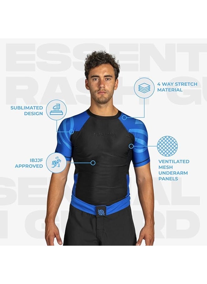 Sanabul  - Essential Short Sleeve Compression Shirt For Men | Mma Wrestling Jiu Jitsu Bjj Base Layer Rash Guard | Workout Men'S Compression Shirt (2X-Large, Blue) - Image 1