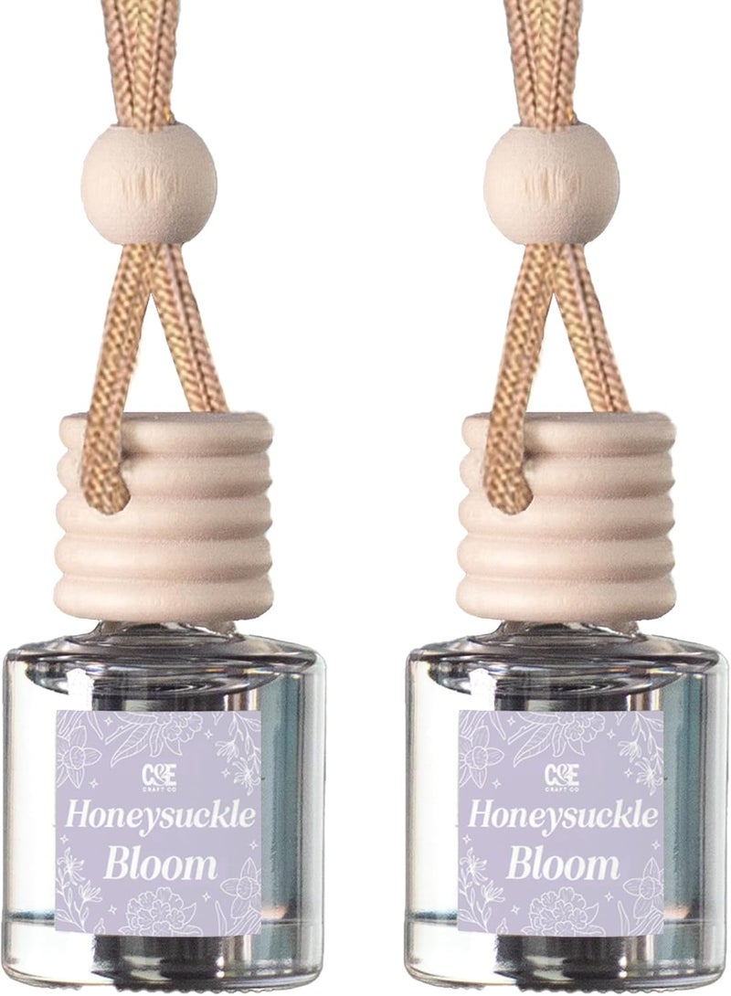 CE CRAFT موزع معطر هواء معلق للسيارة من C&E Craft Co عبوة من 2، معطر سيارة بزيت عطري طويل الأمد، زجاجة زجاجية لمعطر هواء السيارة، صنع في الولايات المتحدة الأمريكية (زهر العسل) - Image 1