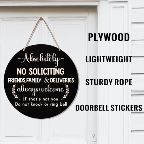 Longan Craft No Soliciting Sign for House Front Door, 10" Wooden Funny No Soliciting Sign for House with Stickers for Not Ring Doorbell House Welcome No Solicitors Signs for Office Home Business - Image 3
