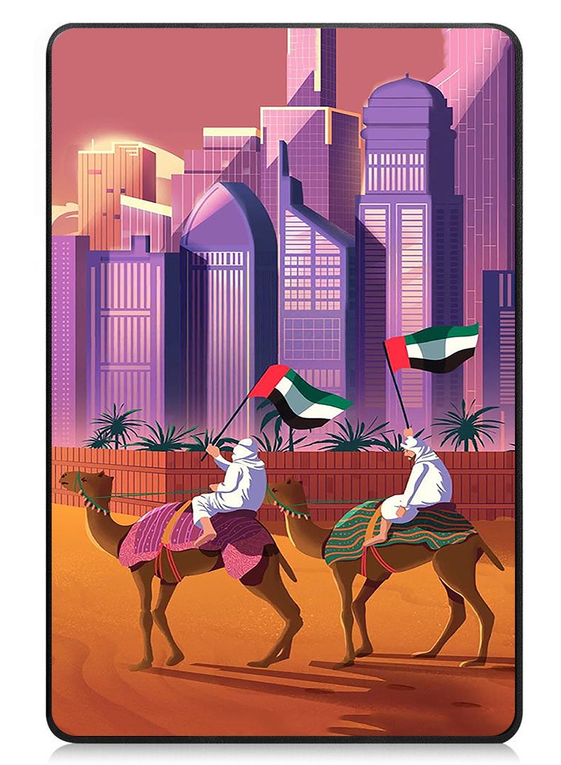 Theodor Protective Flip Case For Huawei MatePad 11 (2023) With Trifold Stand Auto Wake Sleep Shockproof Cover Camel Uae Flag - Image 1