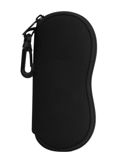 Eyeglass Case, Sunglasses Soft Case, Fashion Zippered Pouch with Clip, Made of Premium Neoprene, Fits Most Size Glasses, with the Zippered Design and a Sturdy Metal Carabiner, Black