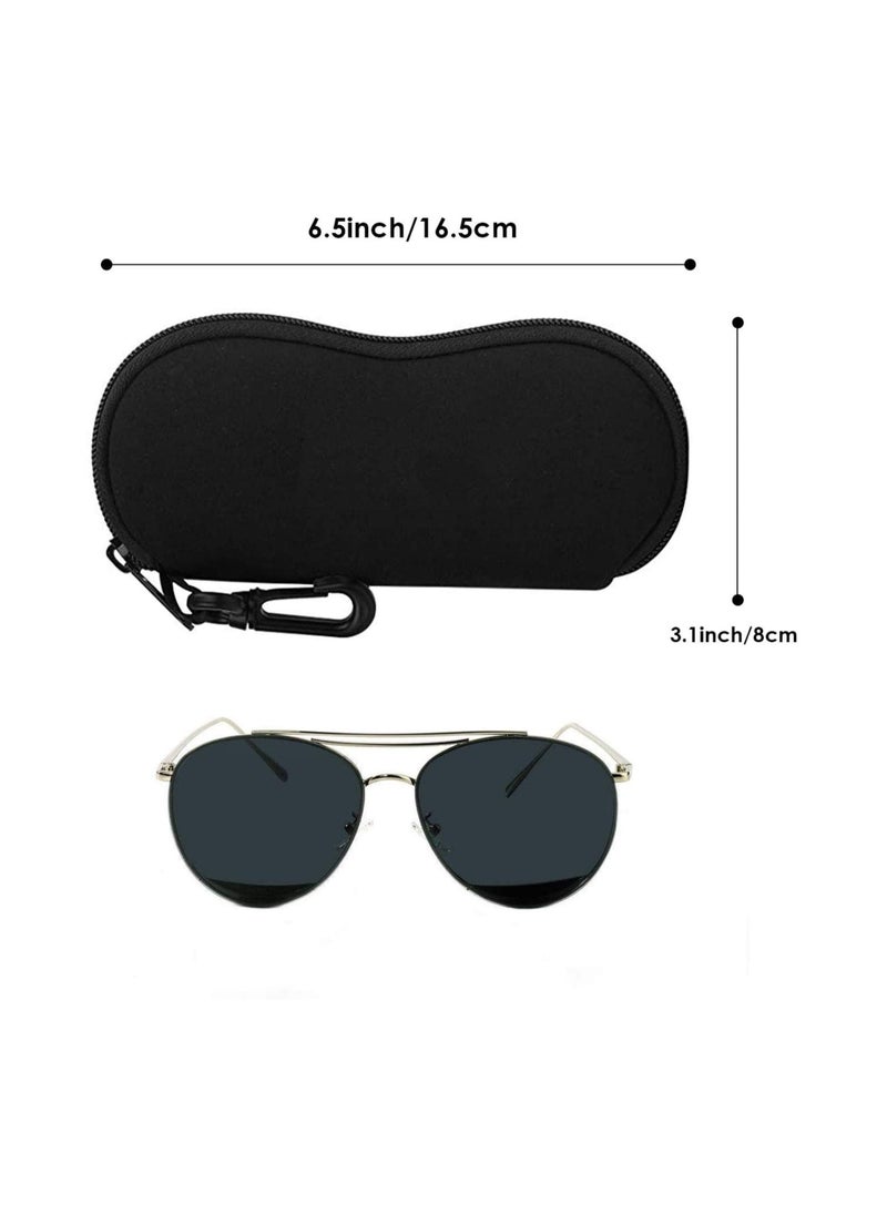 SYOSI - Eyeglass Case, Sunglasses Soft Case, Fashion Zippered Pouch with Clip, Made of Premium Neoprene, Fits Most Size Glasses, with the Zippered Design and a Sturdy Metal Carabiner, Black - Image 1