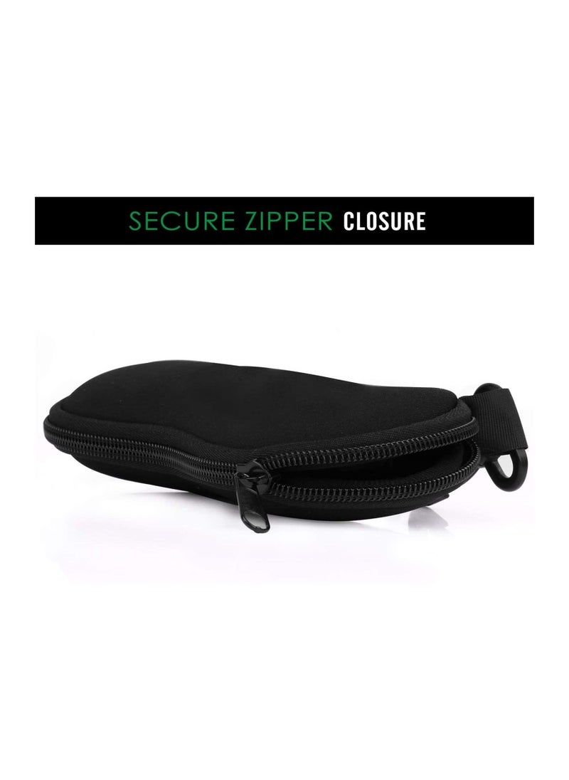 SYOSI - Eyeglass Case, Sunglasses Soft Case, Fashion Zippered Pouch with Clip, Made of Premium Neoprene, Fits Most Size Glasses, with the Zippered Design and a Sturdy Metal Carabiner, Black - Image 1