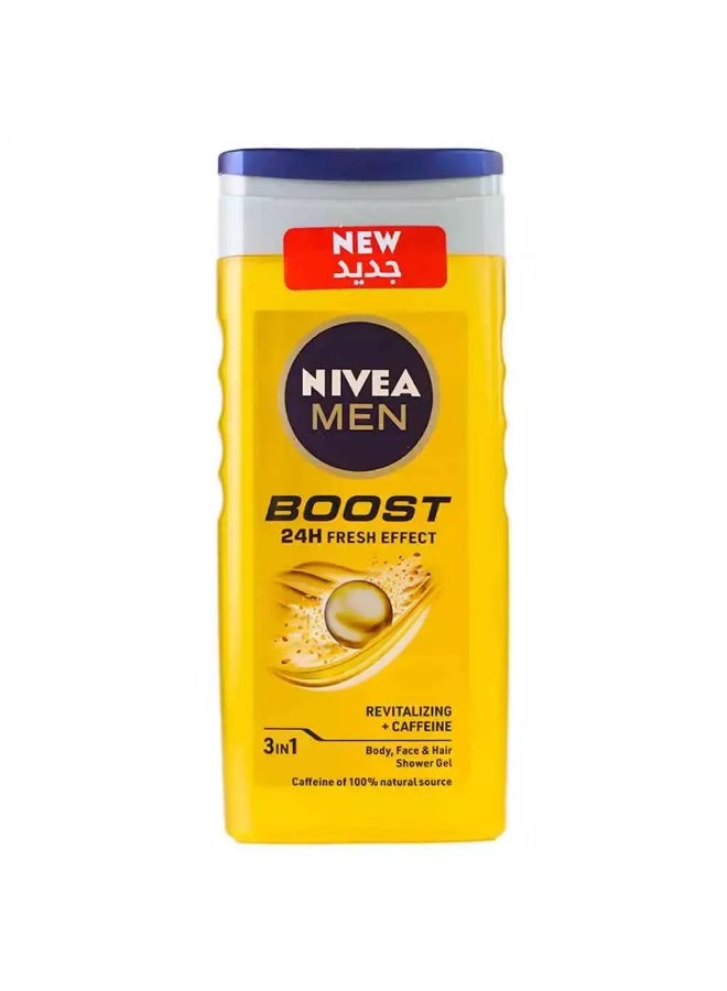 Nivea Men Boost 3 in 1 Shower Gel For Body, Face & Hair With - 250ml - Image 1