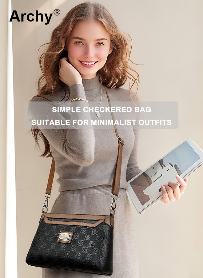 Archy Womens Quilted Crossbody Bag  Stylish Geometric Print Mini Bag with Adjustable Strap MultiPocket Design for Daily Essentials - Image 3