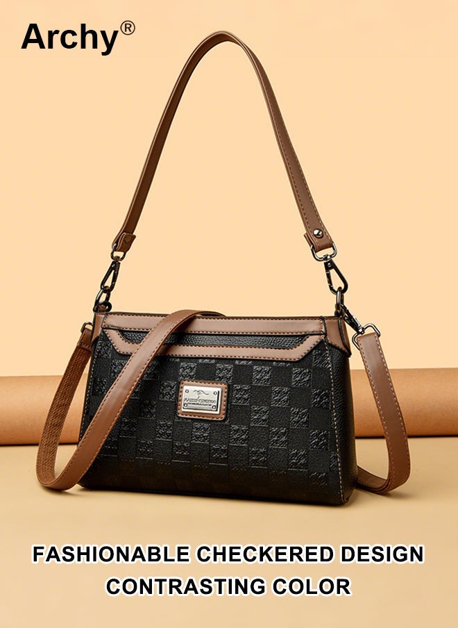 Archy Womens Quilted Crossbody Bag  Stylish Geometric Print Mini Bag with Adjustable Strap MultiPocket Design for Daily Essentials - Image 1