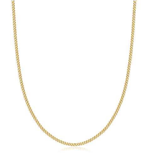 Barzel 18K Gold Plated Curb/Cuban Link Chain Necklace 2MM, 3MM, 4MM, 5MM For Women or Men - Made In Brazil (2MM Gold, 24 Inches) - Image 1