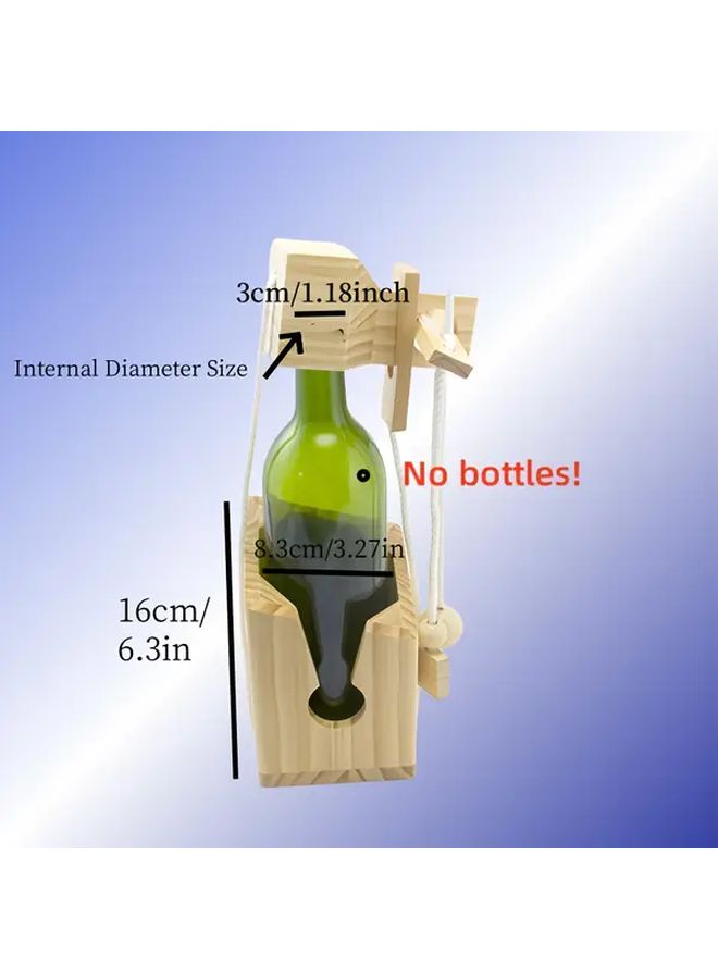 Dark Brown Recycled Wood Wine Bottle Holder Kitchen Dining Organizer Gift - Image 5