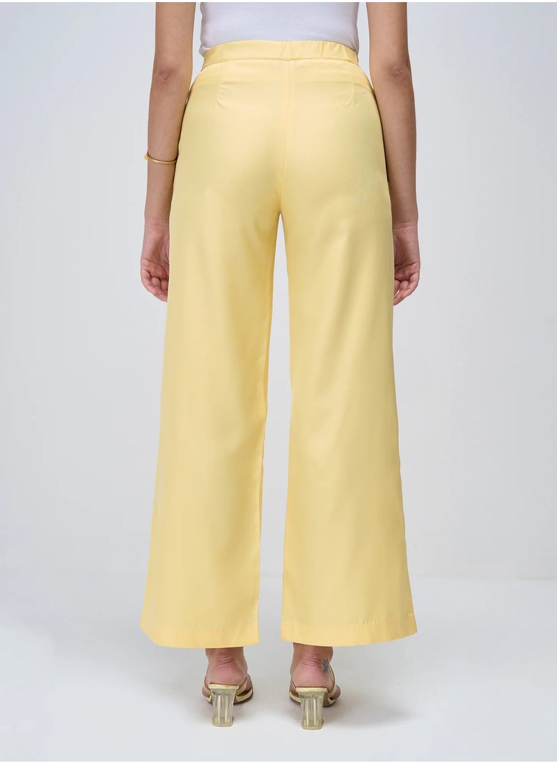 Salt Attire Women's Mid-Rise Wide Leg Trousers with Fly Front Zip Closure and Convenient Side Inseam Pockets Effortlessly Chic Pants for Formal and Professional Wear  - Image 2