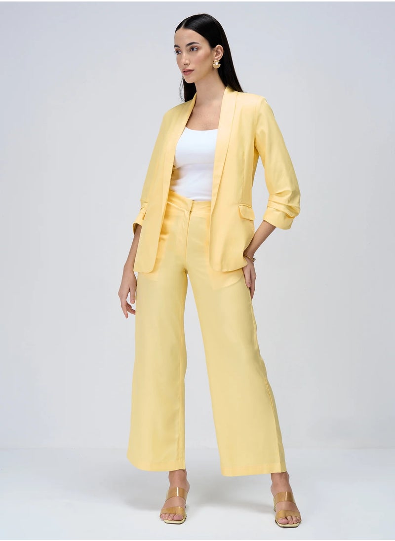 Salt Attire Women's Mid-Rise Wide Leg Trousers with Fly Front Zip Closure and Convenient Side Inseam Pockets Effortlessly Chic Pants for Formal and Professional Wear  - Image 3