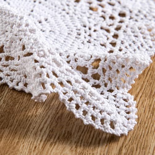 Eiyye 2-Pieces Handmade Cotton Crochet Doilies Oval Lace Table Crochet Placemats 12 x17inch, White - Image 5