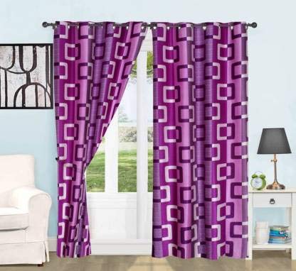 Generic Inaya Creations Stylish Unique Checkbox Style 1 PC Curtain (Purple, 4 x 5) 
