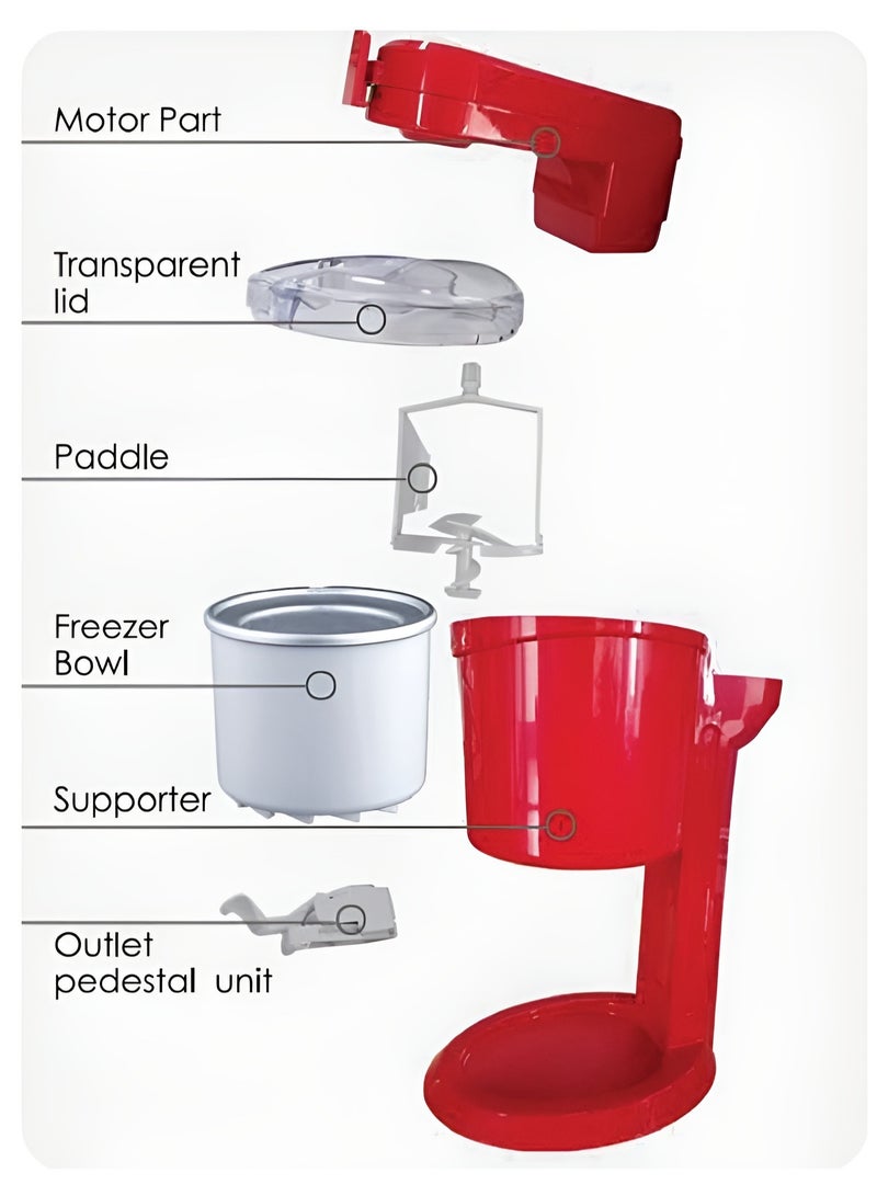 ماكينة صنع الآيس كريم سعة 1 لتر بقدرة 15 وات مع وعاء تجميد سريع، سهلة الاستخدام، تصميم مضغوط، مثالية للجيلاتو محلي الصنع والزبادي المجمد وأكثر مثالية للتجمعات العائلية والحفلات - Image 3