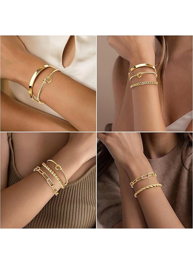 Lemon Gold Bracelets for Women Non Tarnish, 14K Gold Plated Chunky Cuff Bracelet, Stackable Gold Bangles Bracelet for Women Trendy Fashion - Image 4