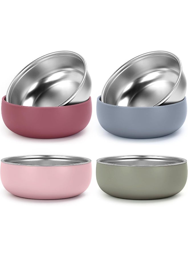 ShineMe 4 pack Baby Bowls, Stainless Steel Bowls for Kids with Removable Colorful Silicone Sleeve, Unbreakable Toddler Bowls for Soup, Cereal, Yogurt, Snacks... - Image 1